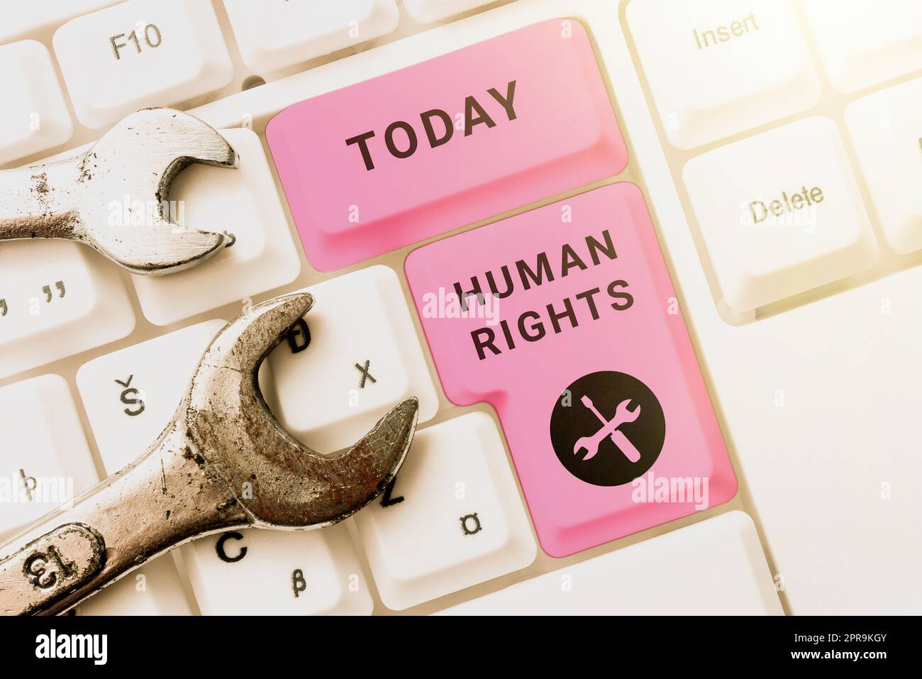 Visualizzazione concettuale dei diritti umani. Internet Concept principi morali Standard norme di un mostrare protetto dalla legge -48631 Foto Stock