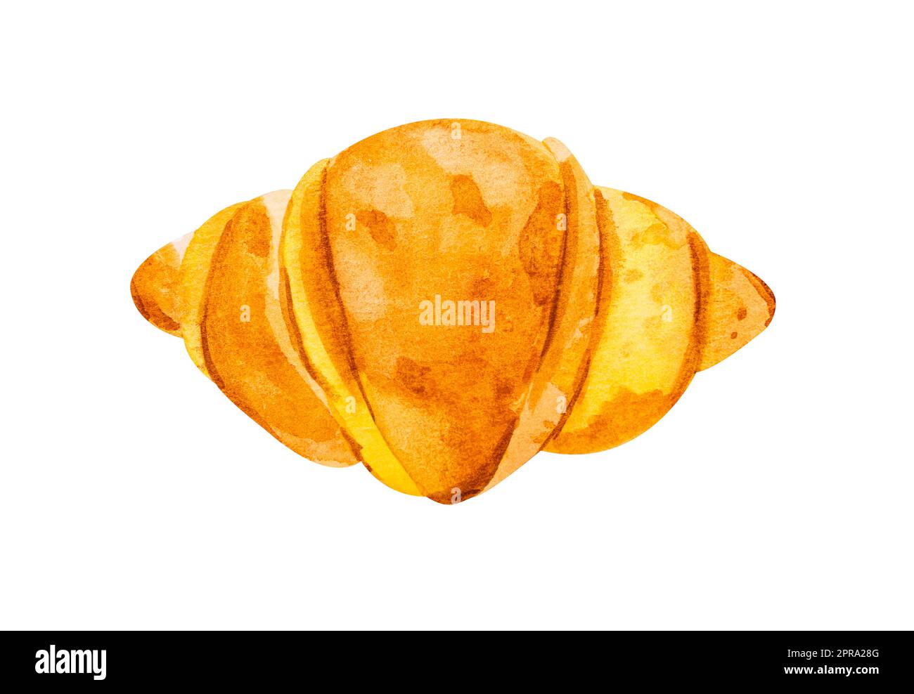 Croissant ad acquerello disegnato a mano. Foto Stock