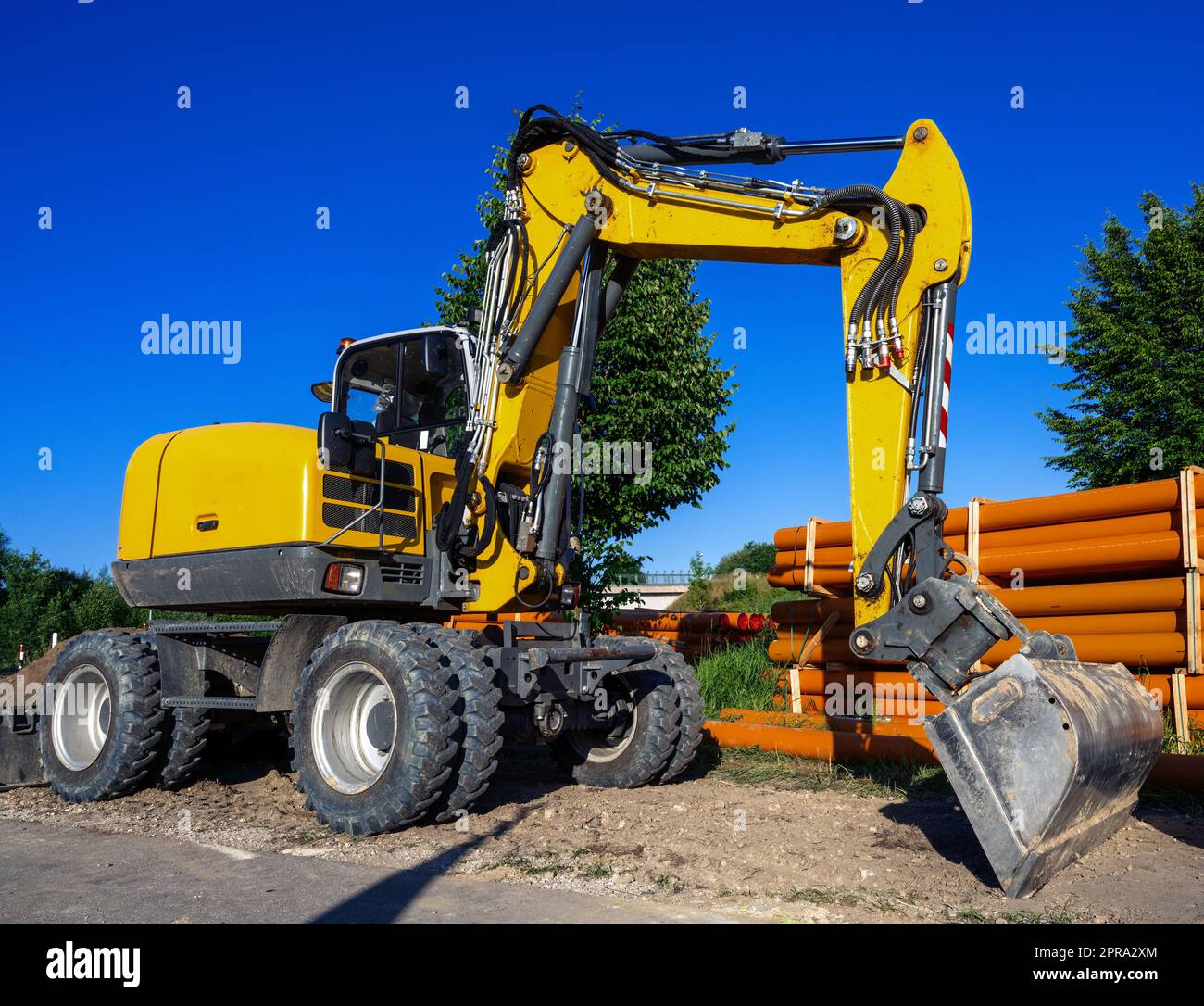 Cantiere con escavatore Foto Stock