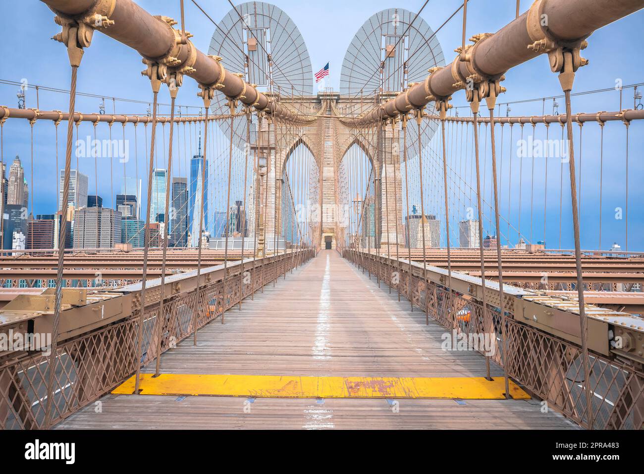 Ponte di Brooklyn a New York vista architettura Foto Stock