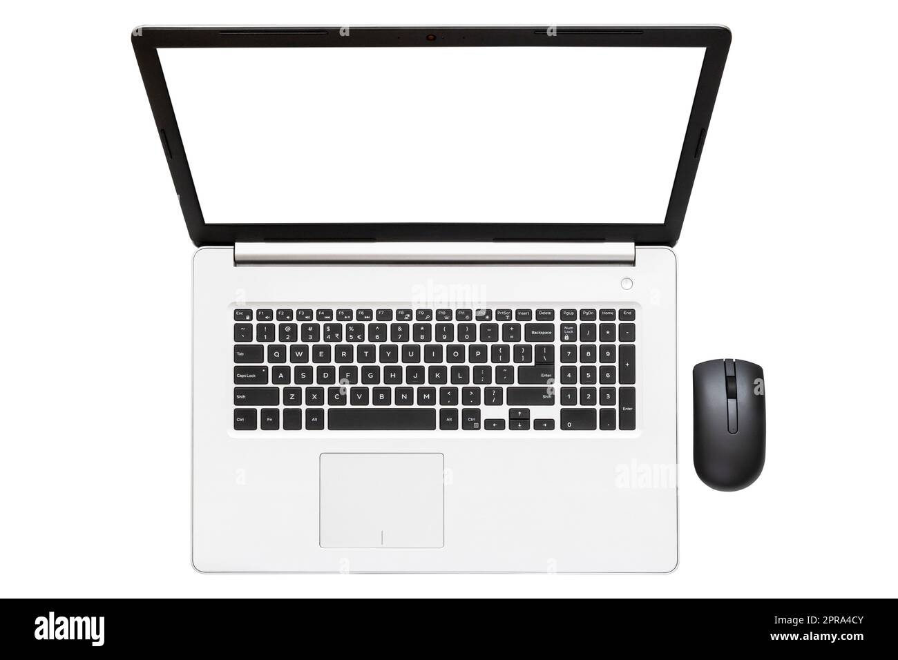 Notebook con schermo vuoto e mouse wireless per computer Foto Stock