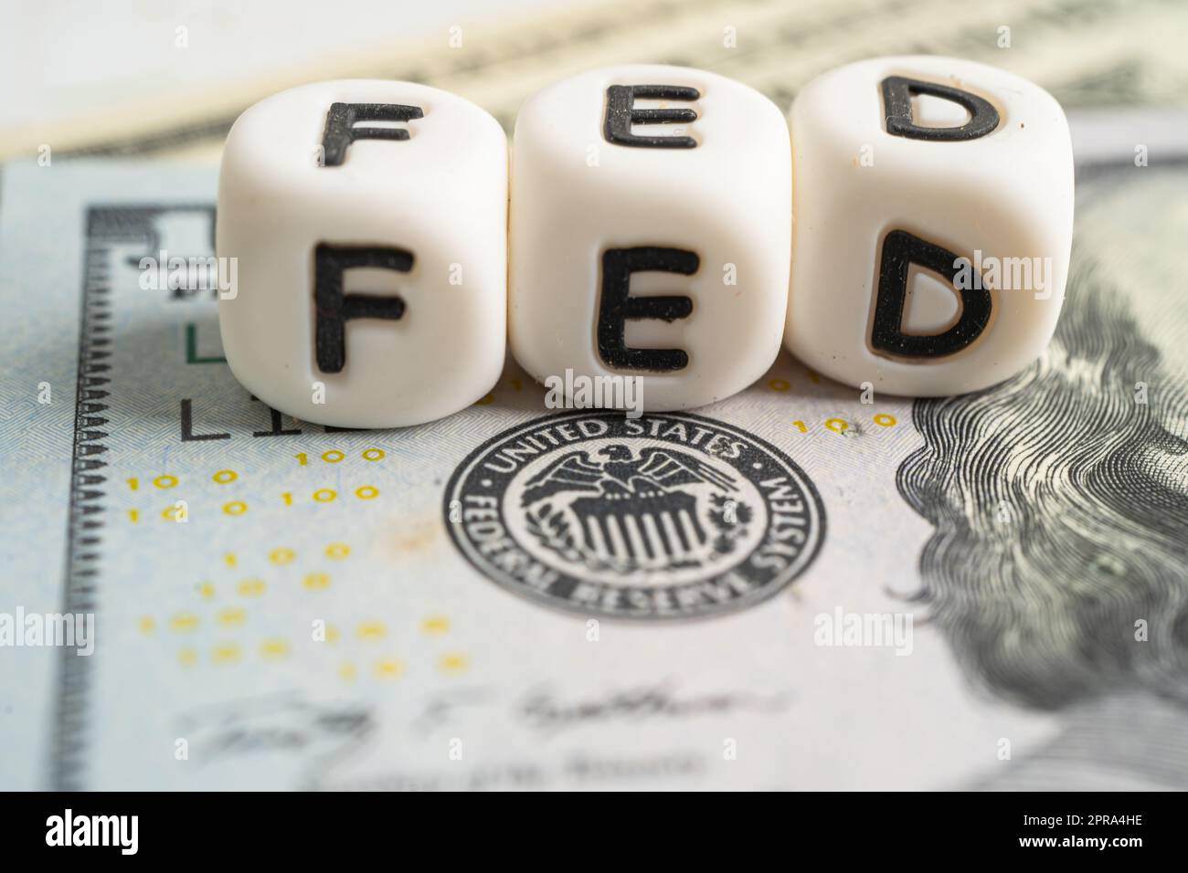 FED il sistema della Federal Reserve il sistema bancario centrale degli Stati Uniti d'America. Foto Stock