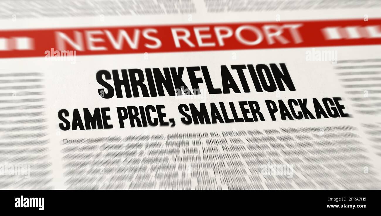 Titolo del giornale - Shrinkflation Foto Stock