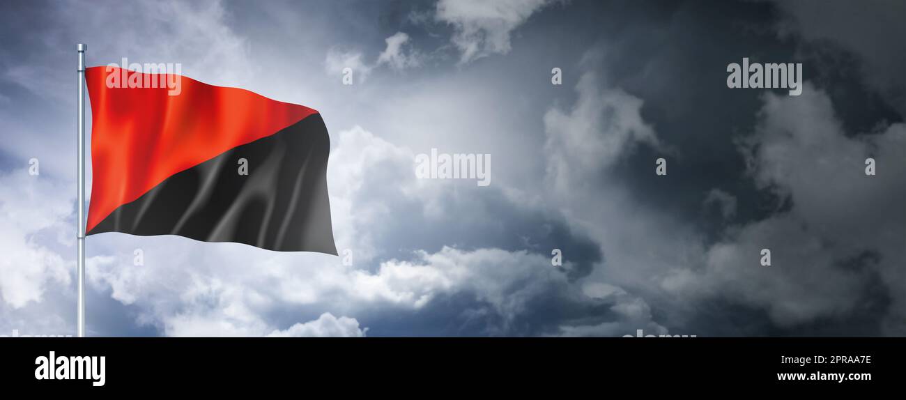 Bandiera Anarchica 1,9x1,5 M - Tessuto Poliestere Resistente - Rosso E Nero Per Decorazione Interna Ed Esterna - Foto 6