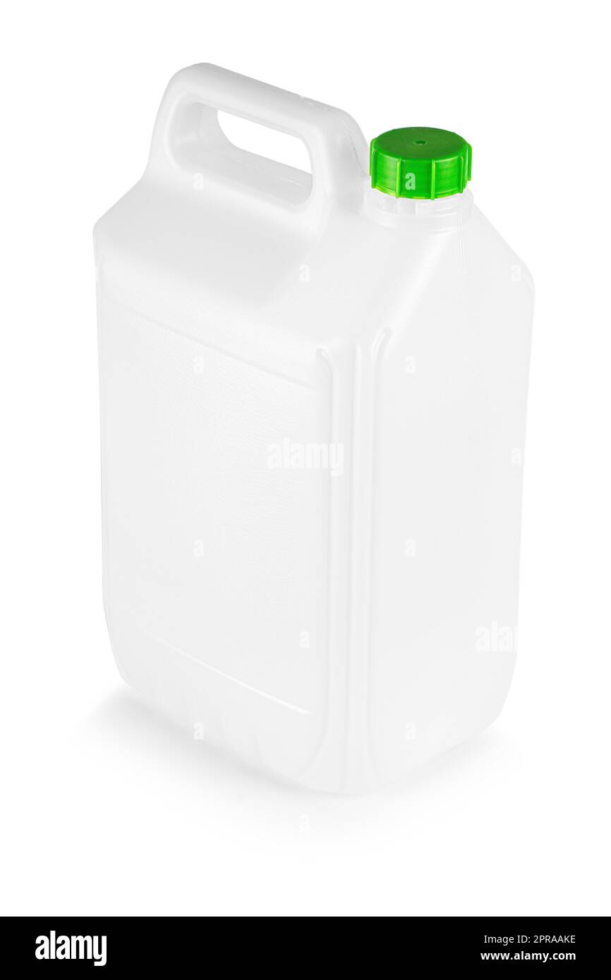Contenitore in plastica bianca isolato su sfondo bianco Foto Stock