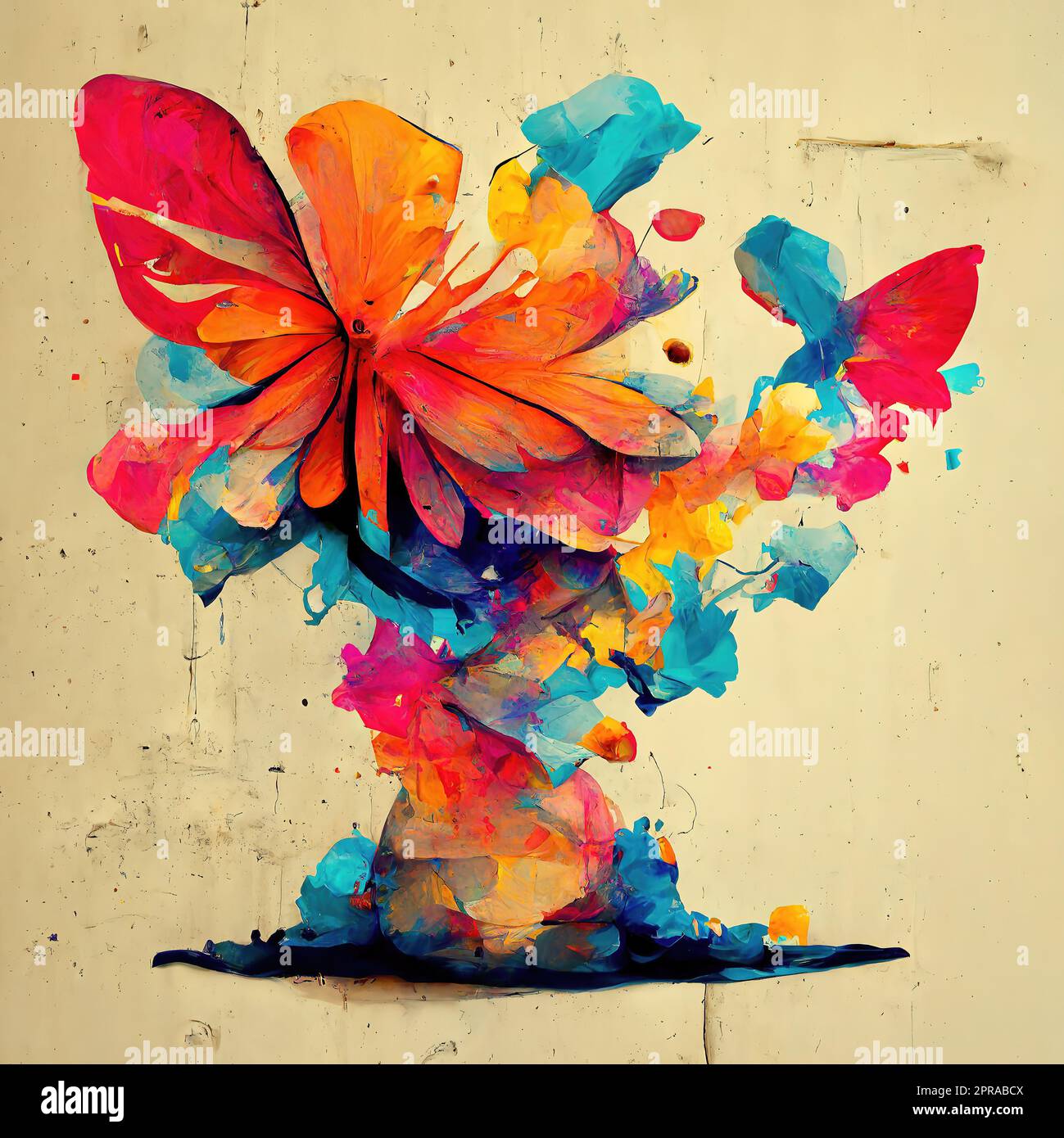 pittura digitale astratta di fiori dai colori vivaci Foto Stock