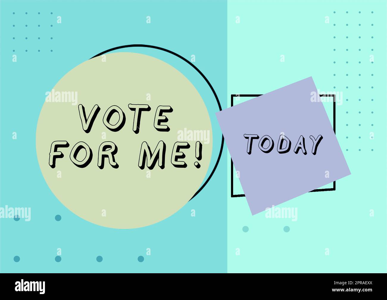 Segno di scrittura a mano vota per me. Business idea Campaining per una posizione governativa nelle prossime elezioni forme geometriche vuote per pubblicità e promozione aziendale. Foto Stock