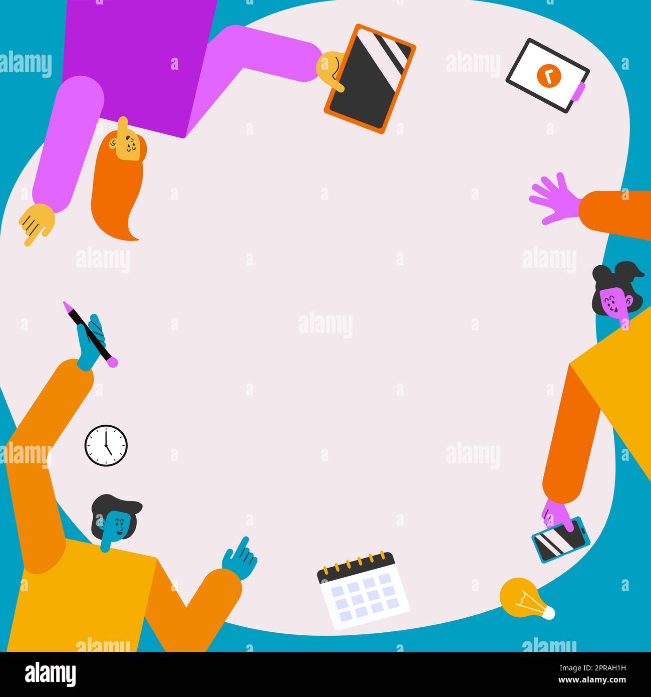 Tre colleghi che portano S decorazione delle applicazioni mobili definizione del lavoro di squadra. Partner simboli in attesa creazione di funzioni telefoniche che presentano lo sforzo combinato. Illustrazione Vettoriale