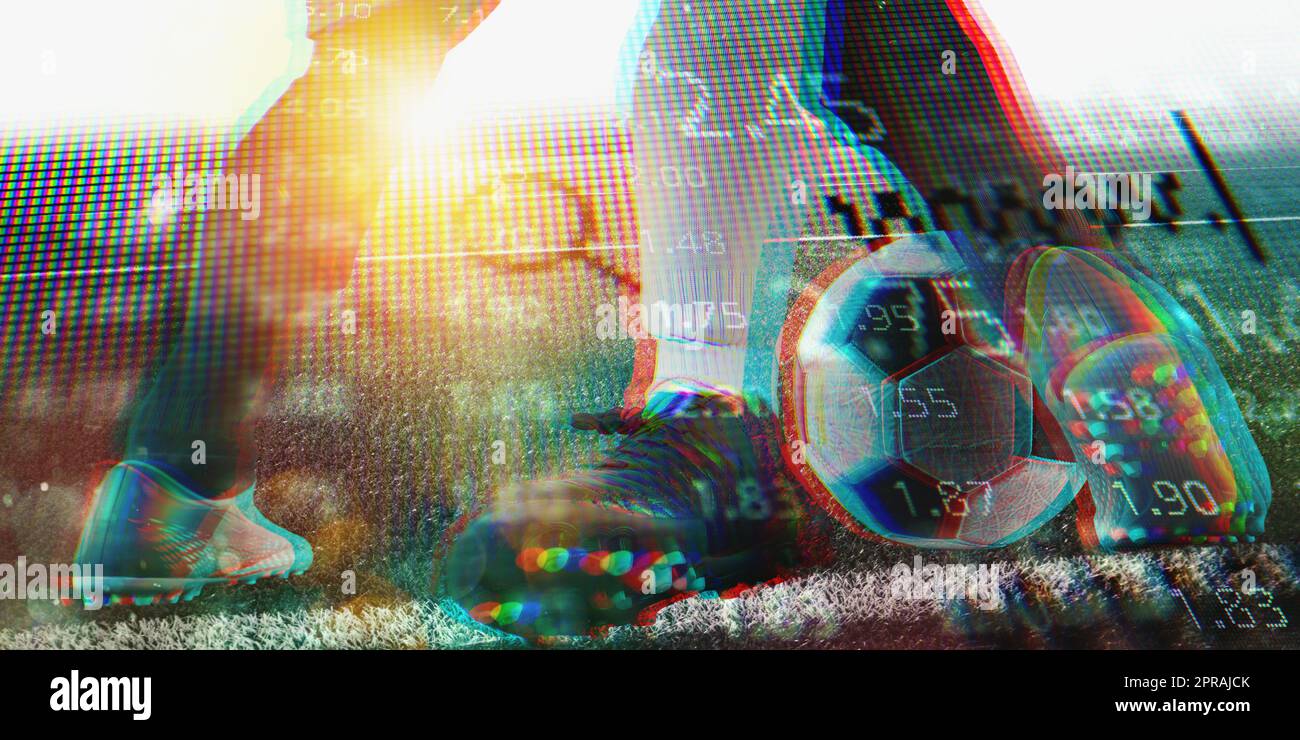 Internet live streaming di una partita di calcio Foto Stock