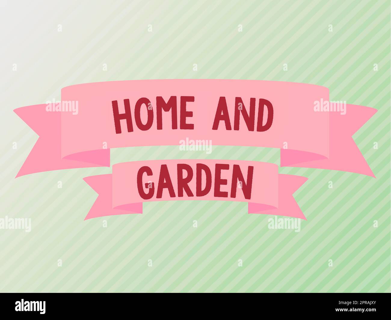 Scrittura a mano testo Home e Garden. Concetto che significa giardinaggio e attività domestiche hobby agricoltura nastri a colori vuoti che mostrano banner creativi per la pubblicità. Foto Stock