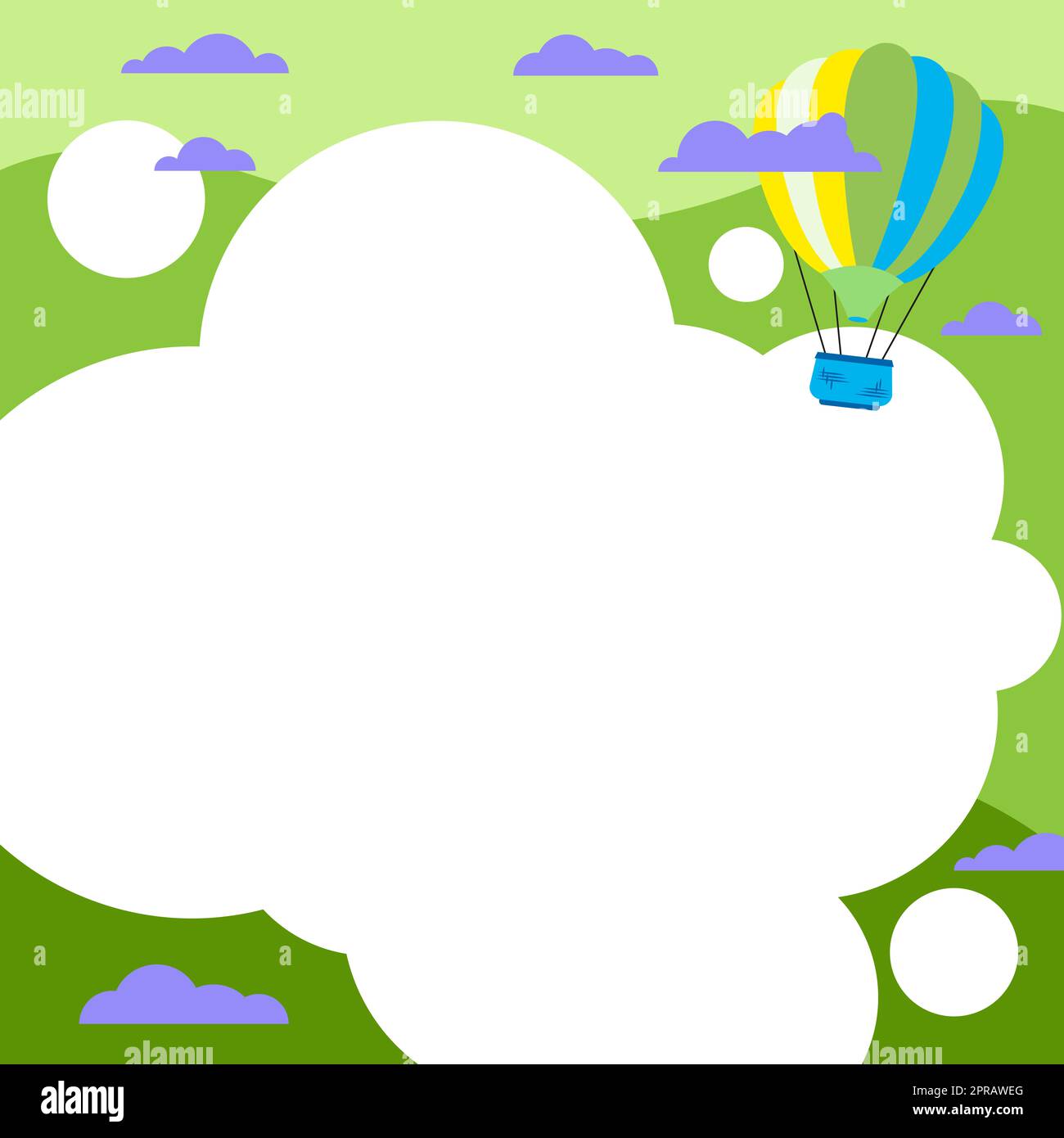 Hotair Balloon Illustrazione volare sulle nuvole raggiungere nuove destinazioni. Zeppelin Roaming the Skies andare per ulteriori motivi. Foto Stock
