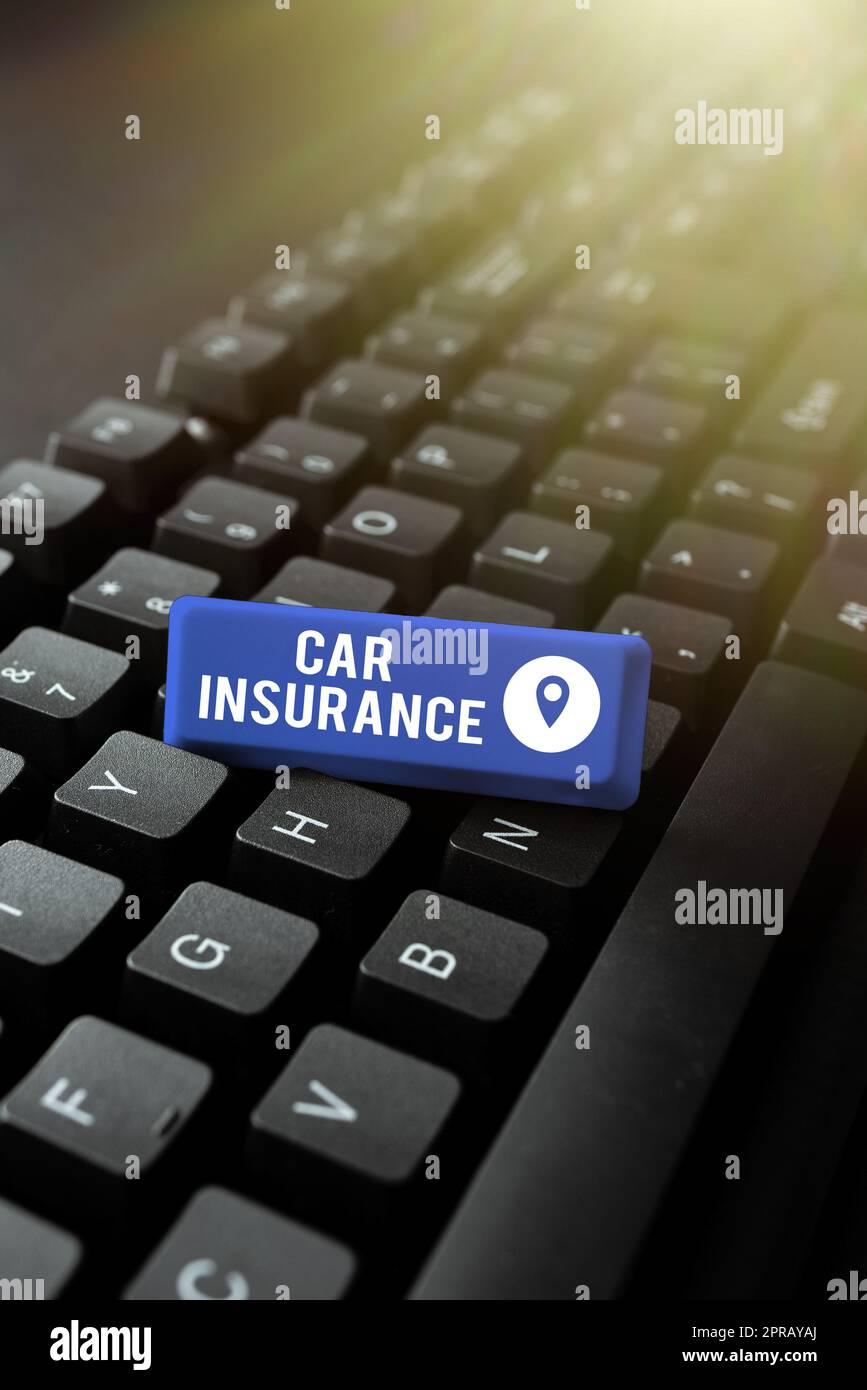 Didascalia concettuale assicurazione auto. Vetrina aziendale copertura incidenti Politica globale garanzia sui veicoli a motore -49003 Foto Stock