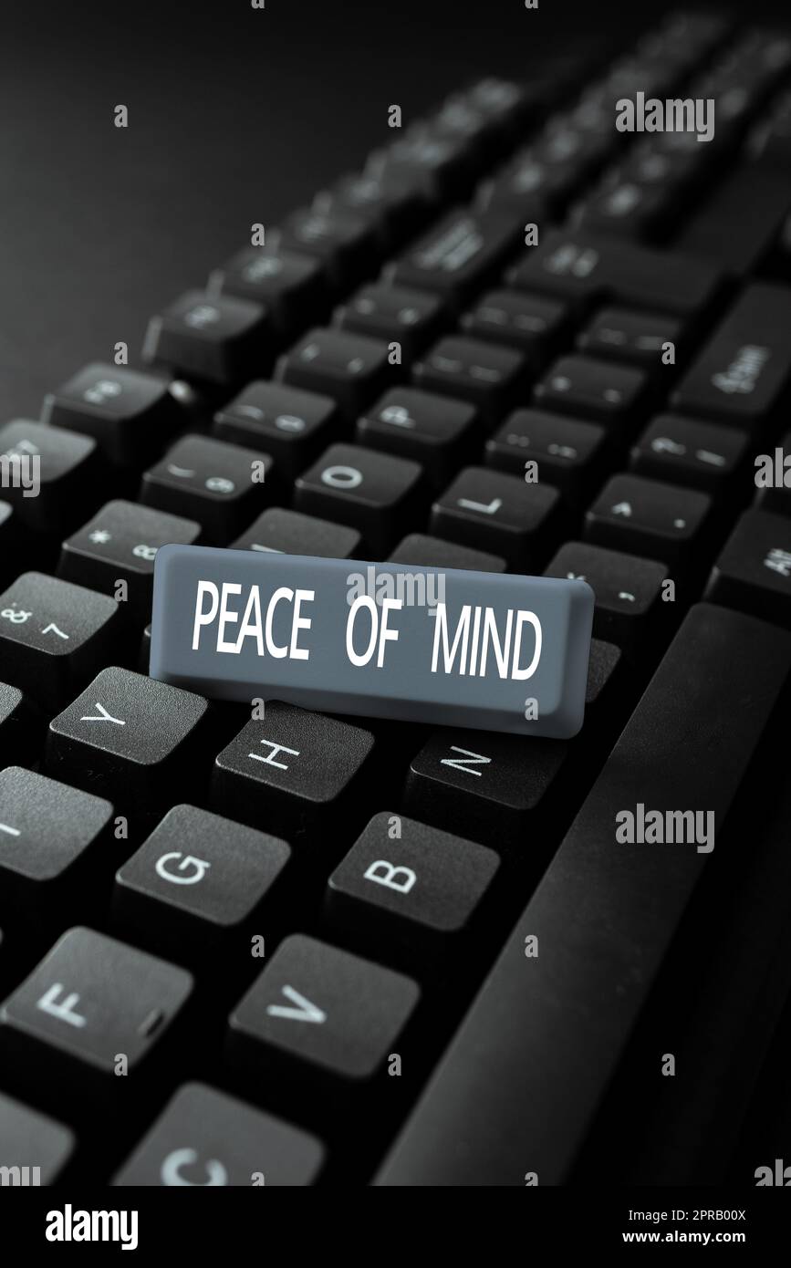 Testo che mostra ispirazione Pace della mente. Business idea di essere tranquillo felice con le cose che avete fatto e realizzare -48735 Foto Stock