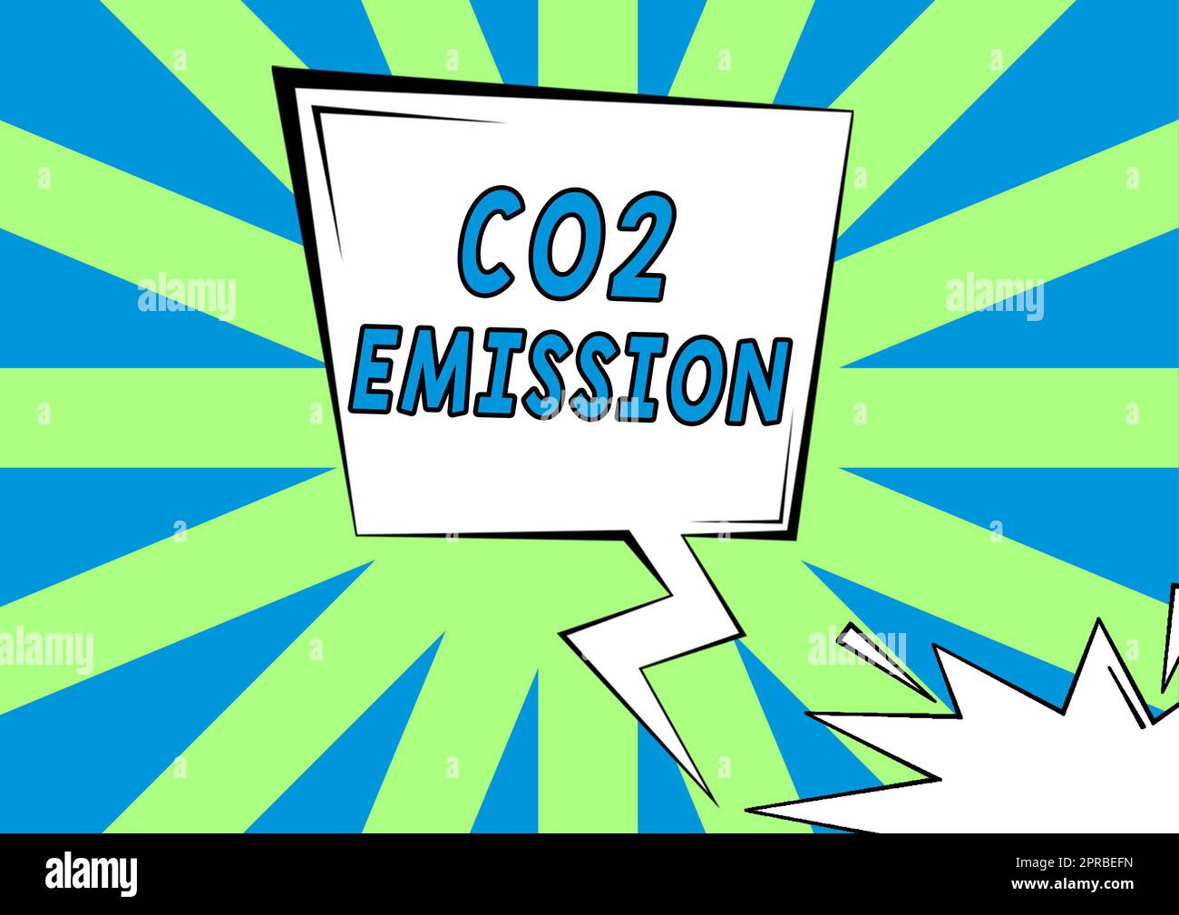 Testo calligrafico emissioni CO2. Concetto che significa rilascio di gas serra nell'atmosfera nel tempo baldacchino vuoto bolla vocale con spazio copia per il branding. Foto Stock