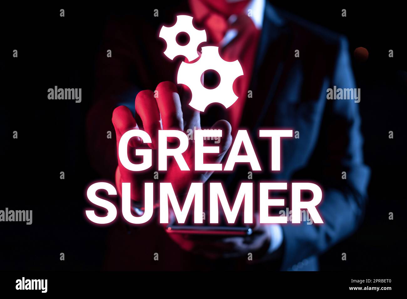 Didascalia di testo per una grande estate. Panoramica aziendale divertimento buon sole andare in spiaggia godendosi l'uomo all'aperto che tiene il tablet e puntando con un dito il messaggio importante Foto Stock