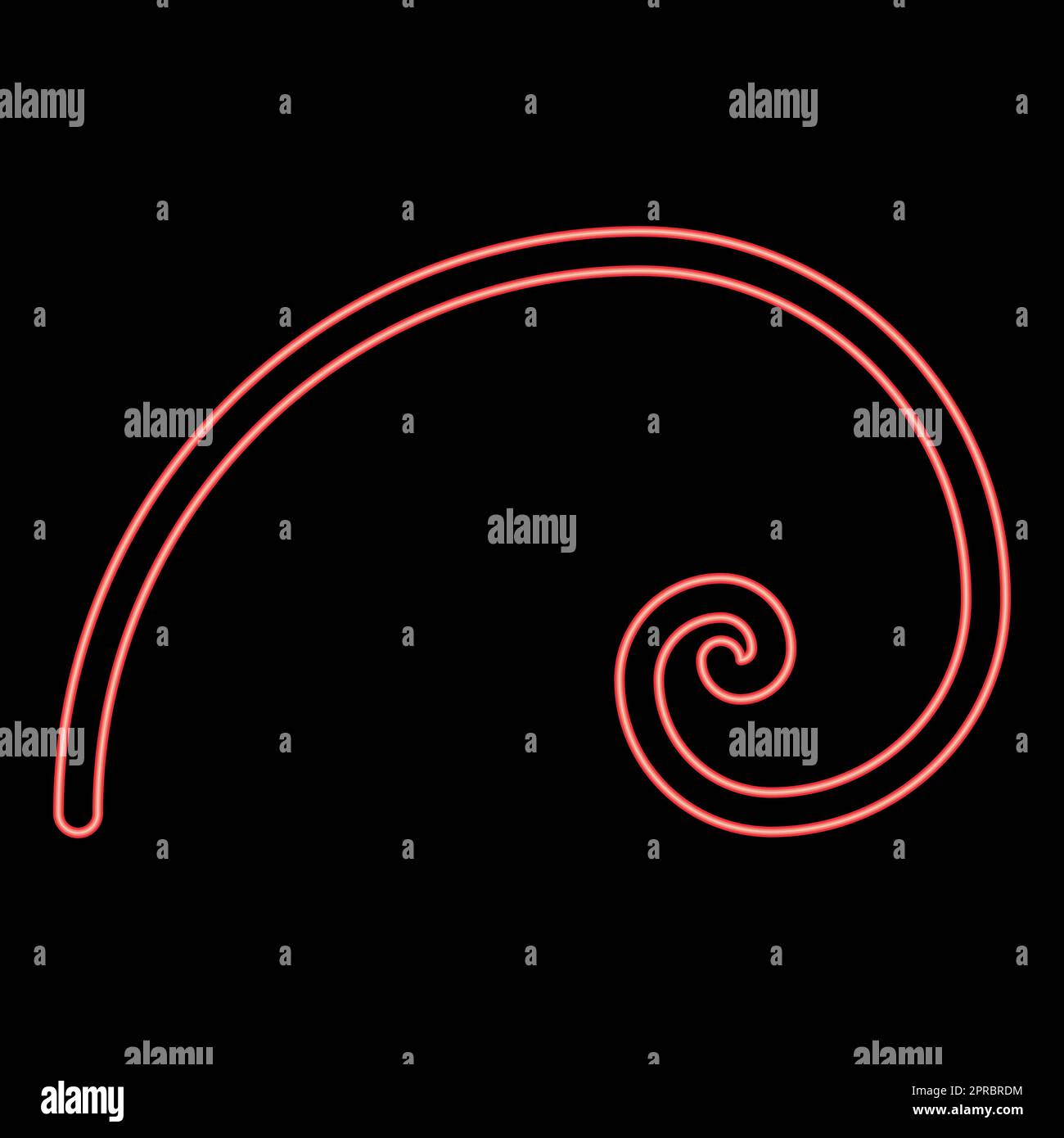 Neon spiral Golden section Golden ratio proporzione Fibonacci spiral red colore vettore illustrazione immagine piatto stile Illustrazione Vettoriale