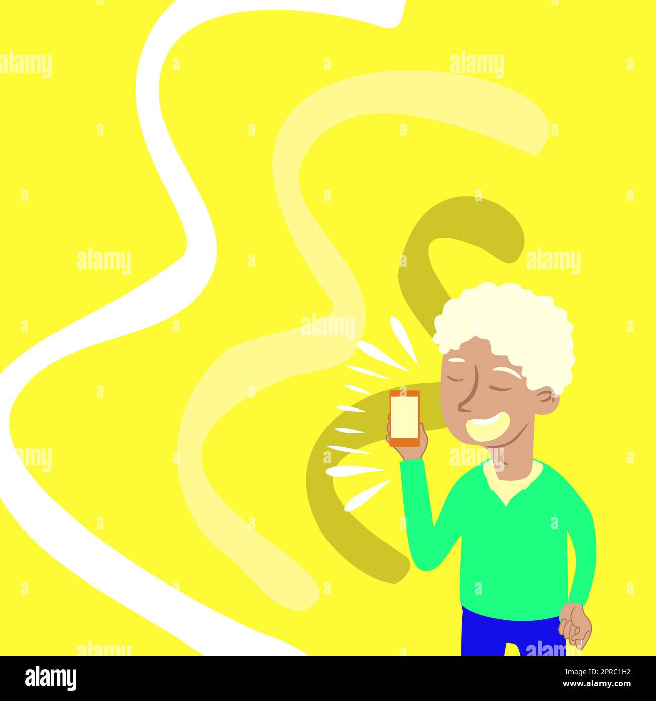 Uomini d'affari che parlano sui telefoni cellulari e presentano idee importanti. Uomini che parlano su cellulari e mostrano le informazioni Cruziali. Dirigenti che visualizzati nuovi dati. Illustrazione Vettoriale