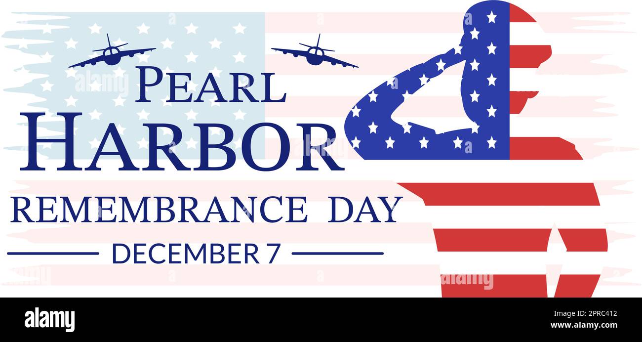 Happy Pearl Harbor Remembrance Day il 7 dicembre modello disegnato a mano Cartoon Flat Illustrazione per il National Memorial of Ceremony Illustrazione Vettoriale