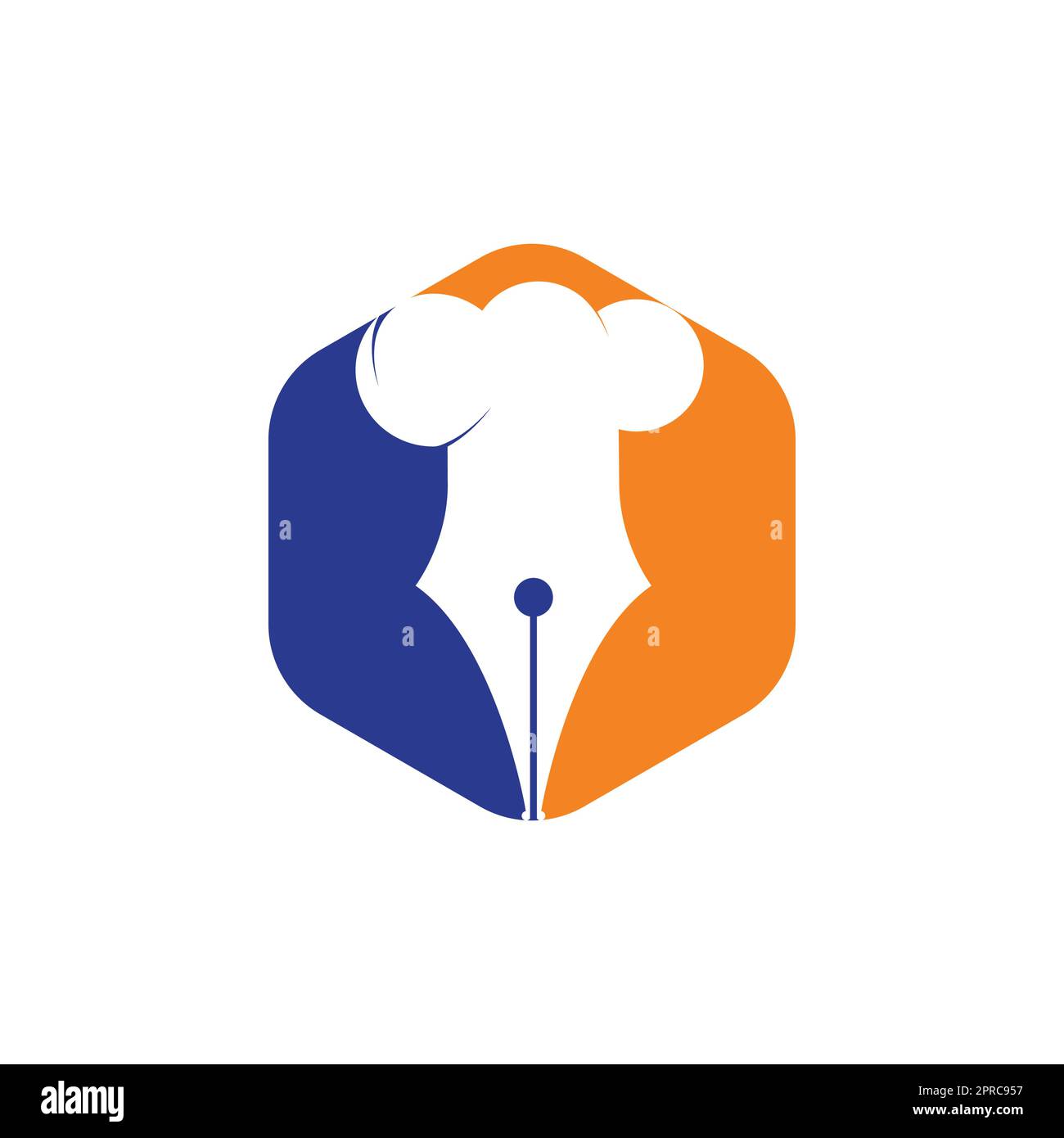 Food Writer Vector logo design. Cappello chef e penna icona logo design. Illustrazione Vettoriale