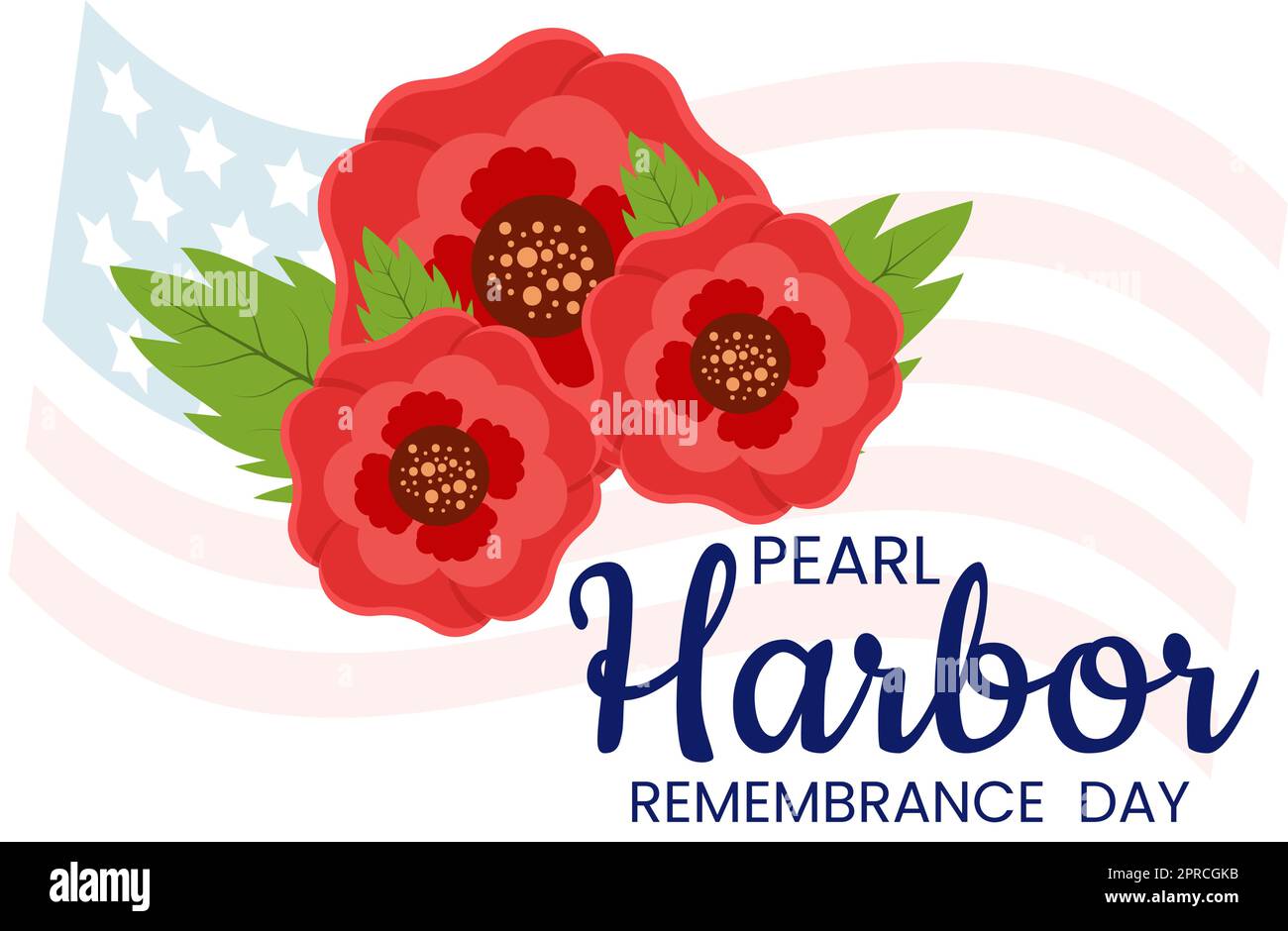 Happy Pearl Harbor Remembrance Day il 7 dicembre modello disegnato a mano Cartoon Flat Illustrazione per il National Memorial of Ceremony Illustrazione Vettoriale