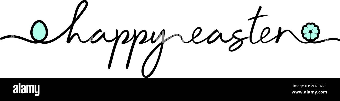 Buona Pasqua. Scrittura a mano nera scritta calligrafica su sfondo bianco. Illustrazione Vettoriale