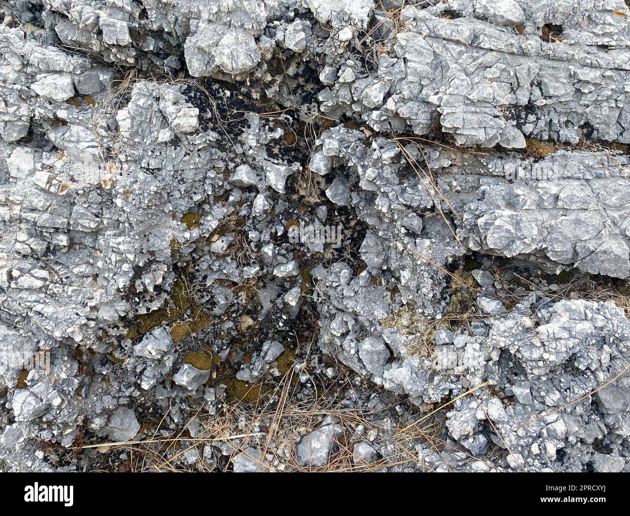 Sfondo, texture, pietra grigio naturale superficie naturale affilato convesso ruvido pietra di ciottoli con crepe. Foto Stock
