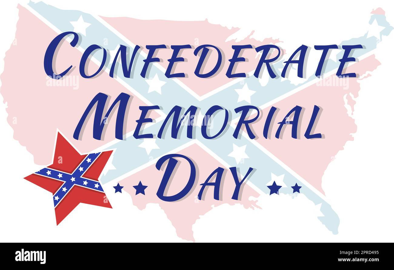 Modello Confederate Memorial Day modello realizzato a mano Cartoon Flat Illustrazione per i servizi di commemorazione dell'America con Flag Design Illustrazione Vettoriale