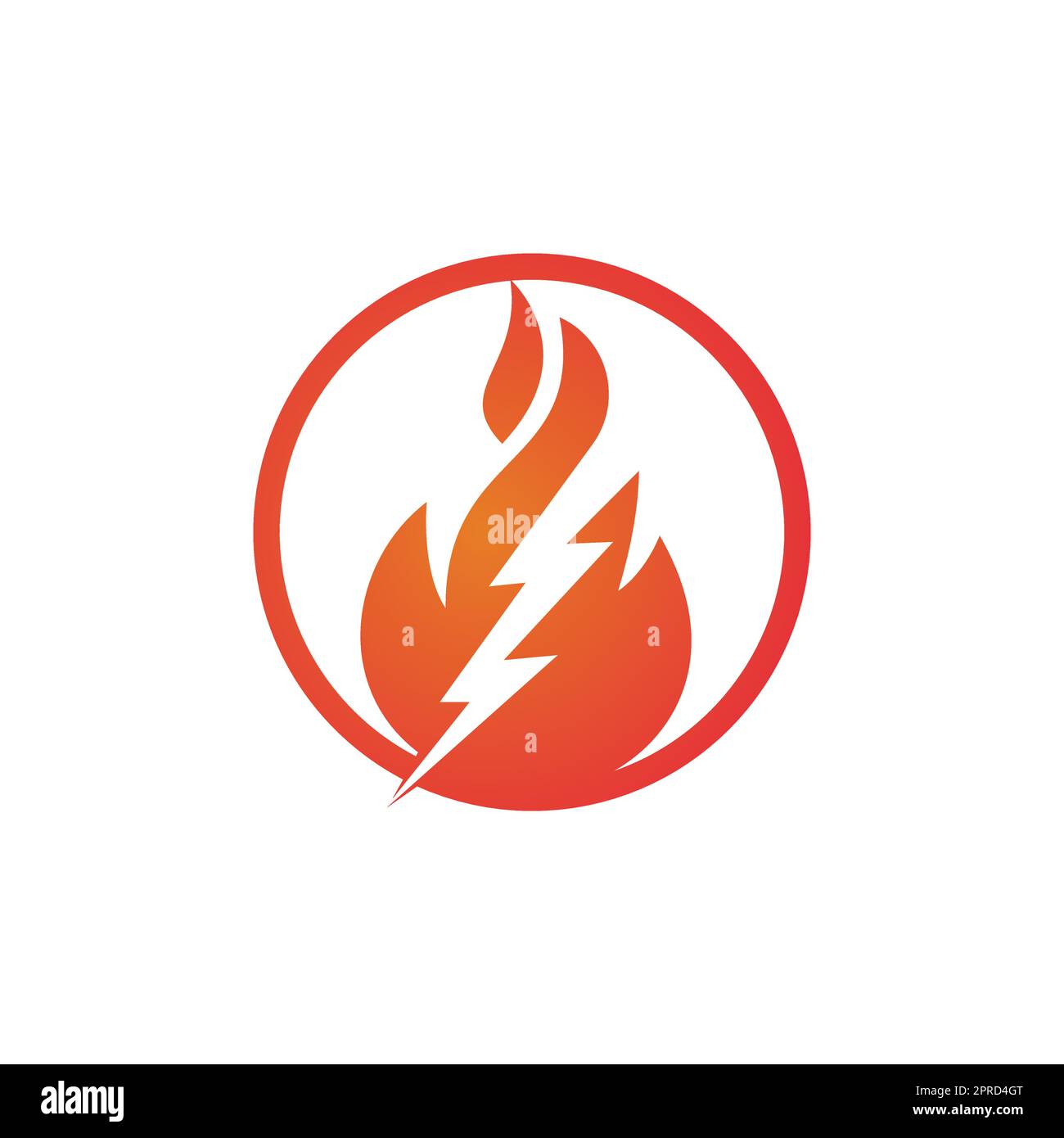 Modello di disegno del logo del vettore del fuoco del fulmine. Concetto di energia di fuoco e di tensione del logo. Illustrazione Vettoriale