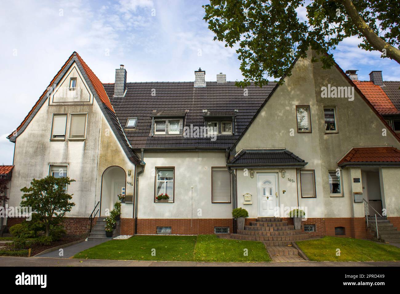 Kamp-Lintfort - strada nella piccola città tedesca, Nord Reno Westfalia, Germania Foto Stock