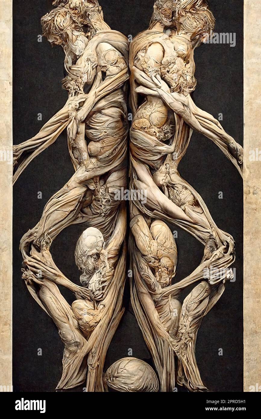 illustrazione digitale dello studio anatomico verticale mutato Foto Stock
