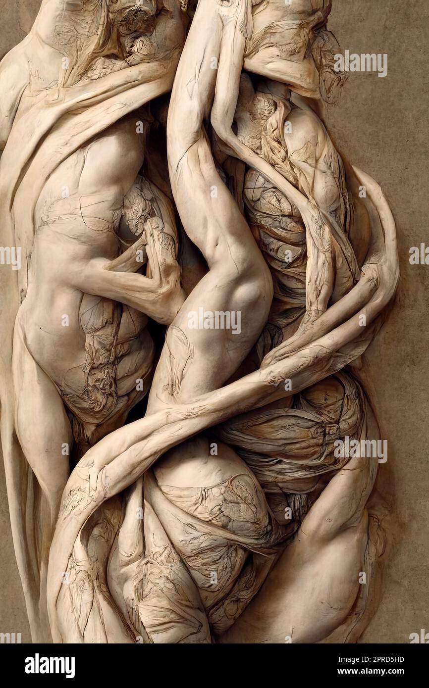 studio anatomico intrecciato di 2 corpi mutati Foto Stock