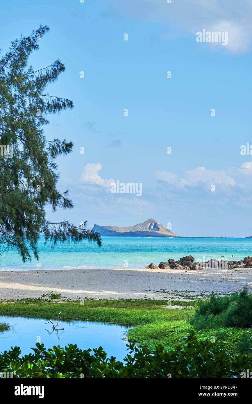 Bellows Field Beach Park - Oahu, Hawaii. Una foto della famosa spiaggia Hawaiiana - Bellow Field Beach Park, vicino a Waimanalo, l'isola di Oahu, Hawaii. Foto Stock