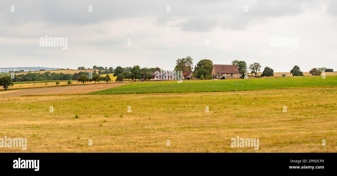 Vista su terreni agricoli Foto Stock