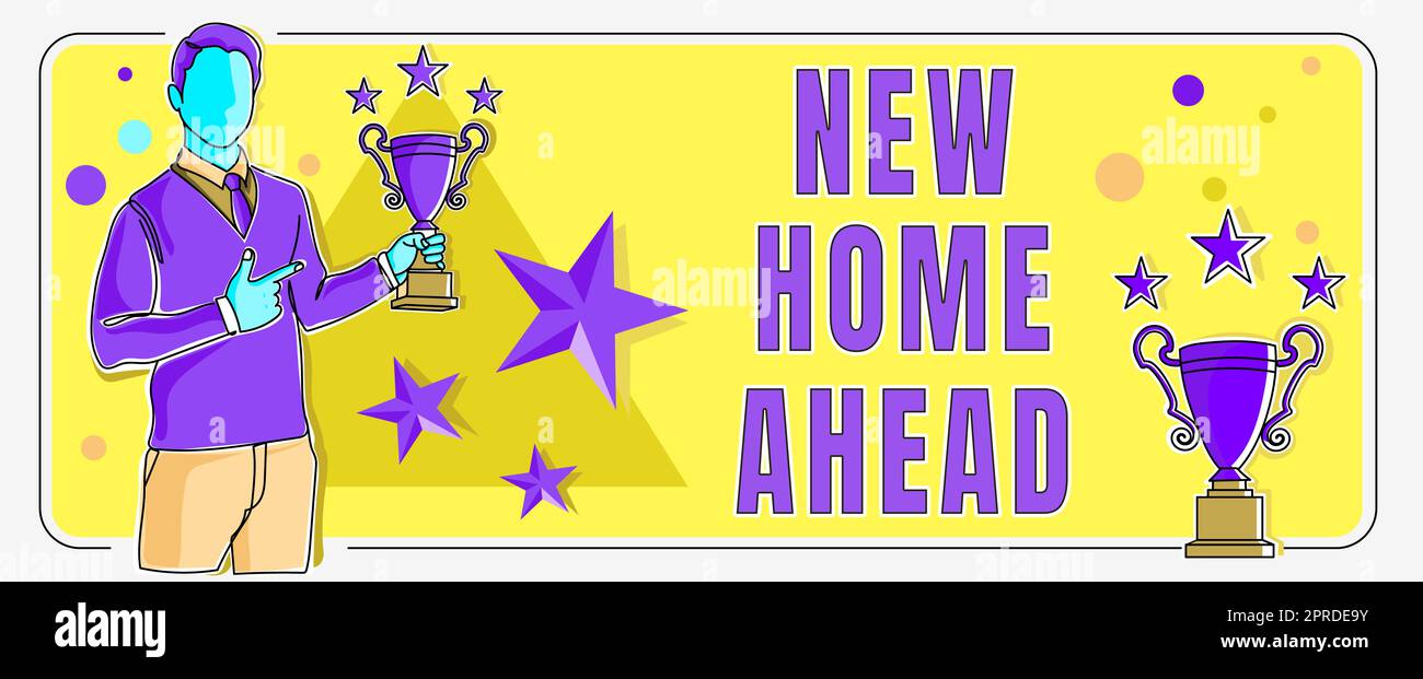 Didascalia concettuale New Home Ahead. Internet Concept acquisto di una casa, un appartamento, un'attività immobiliare, trasferimento di affari Lady in Suit che tiene la penna, simboleggiando il successo del lavoro di squadra. Foto Stock