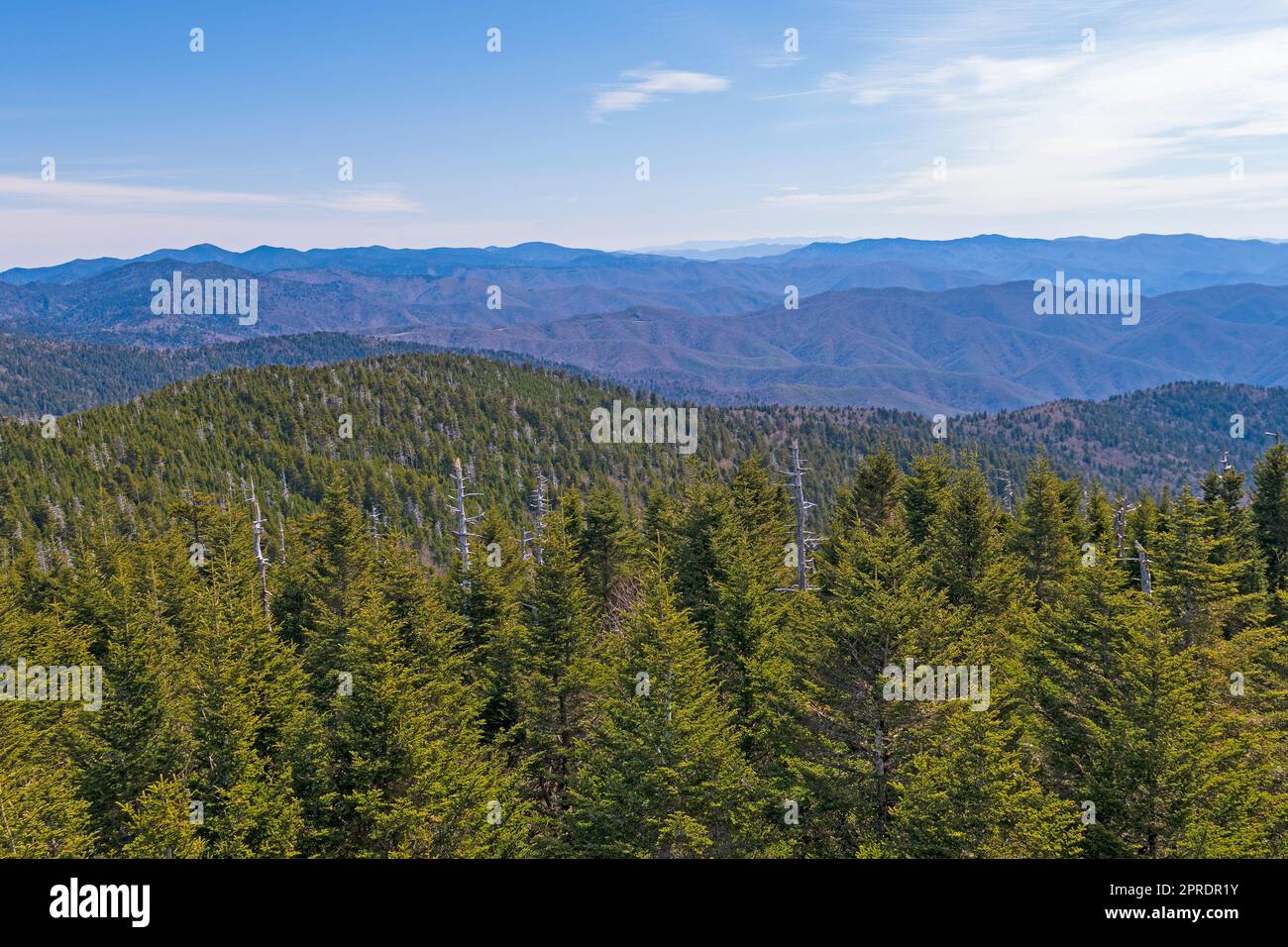 Smoky Mountains Panorama in una giornata di sole Foto Stock
