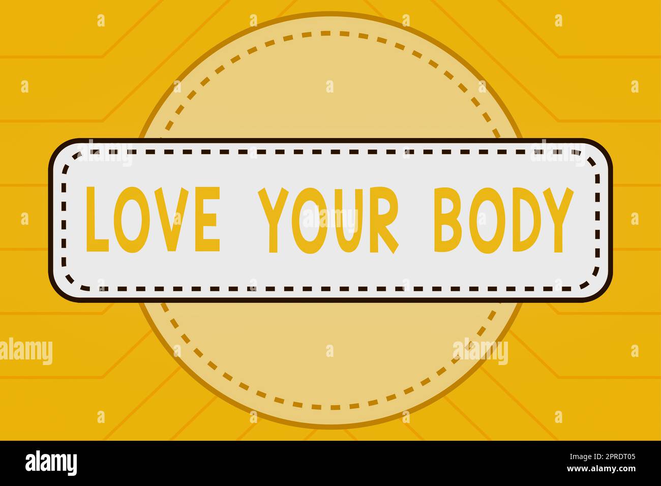 Cartello che mostra Love Your Body. Parola scritta su Selfacceptance prendersi cura di se stessi avere una dieta sana donna tenendo penna e vetro banner mentre promuove la società. Foto Stock