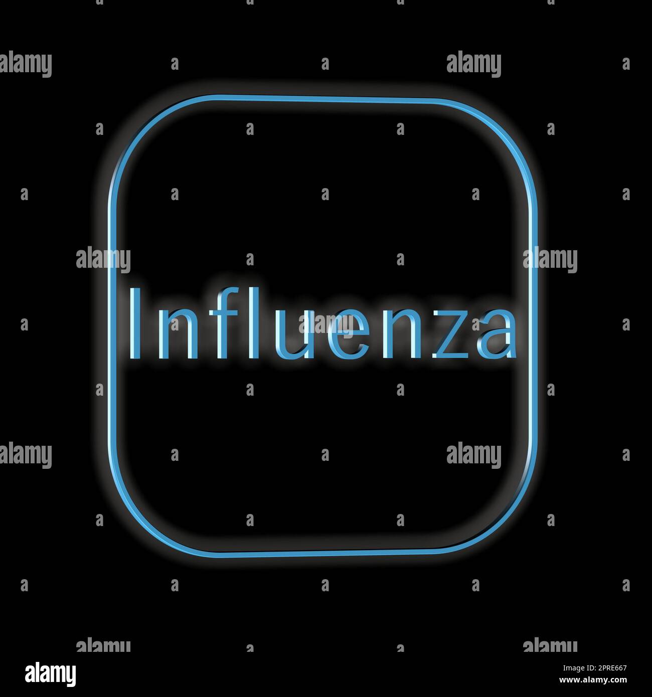 'Influenza' - parole, lettere o testo come illustrazione 3D, rendering 3D, grafica per computer Foto Stock