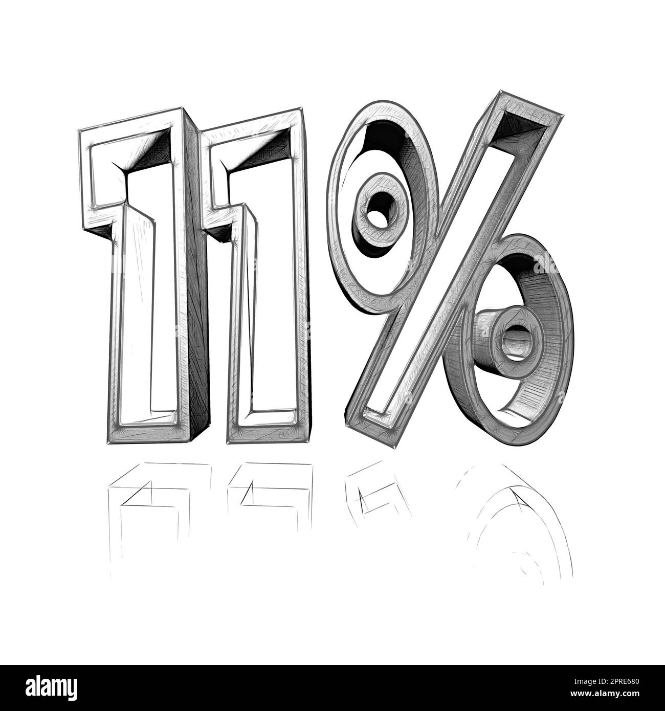11%, 11% come illustrazione 3D, rendering 3D Foto Stock