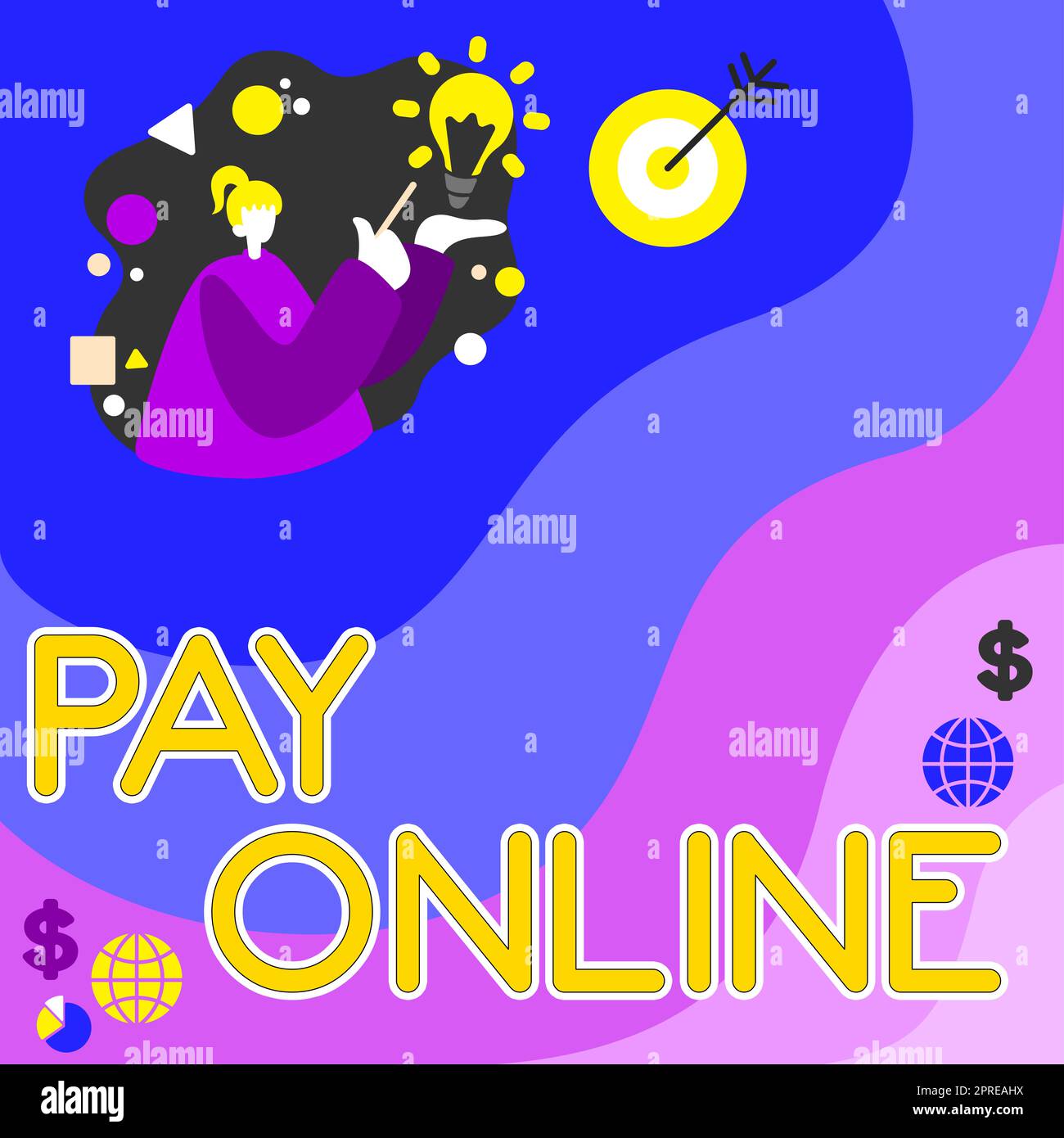 Ispirazione che mostra segno paga in linea, parola scritta sui prodotti di acquisto o sul servizio usando la carta di credito su tutto il Web site Foto Stock