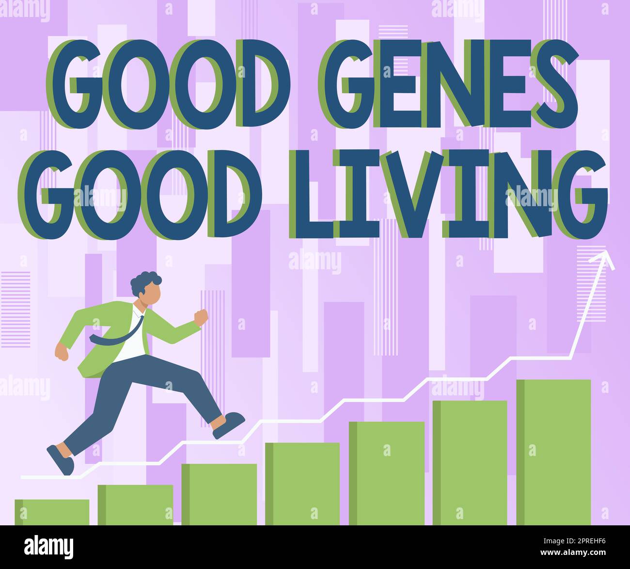 Scrittura a mano segno buoni geni buona vita, concetto che significa ereditato risultati genetici in longevità vita sana Foto Stock