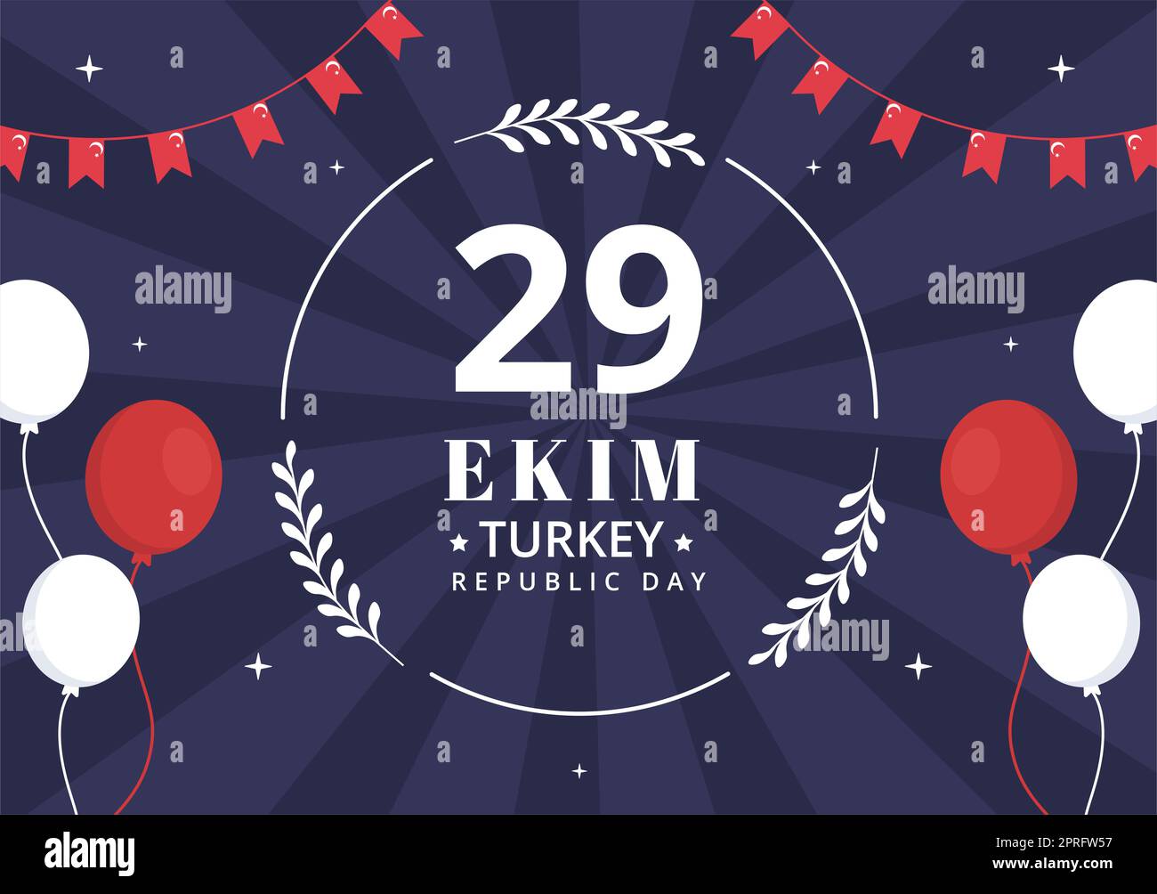 29 Ekim Turkey Republic Day sfondo modello disegnato a mano Cartoon Flat Illustrazione Foto Stock