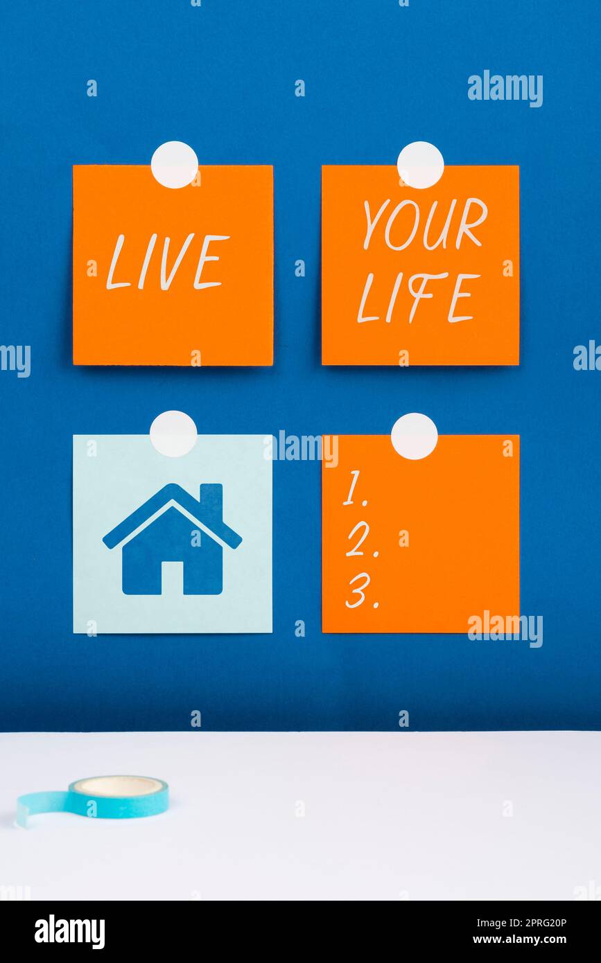 Scrittura a mano testo vivere la vostra vita. Business showcase motivazione ispirazione per seguire i tuoi sogni raggiungere gli obiettivi Foto Stock