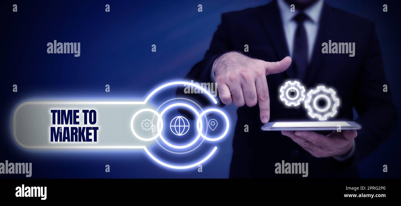 Ispirazione che mostra il time-to-market dei segnali. Idea di business momento giusto per rendere i movimenti finanziari Borsa tre colleghi che mettono insieme Rope presentando i piani di successo del lavoro di squadra. Foto Stock