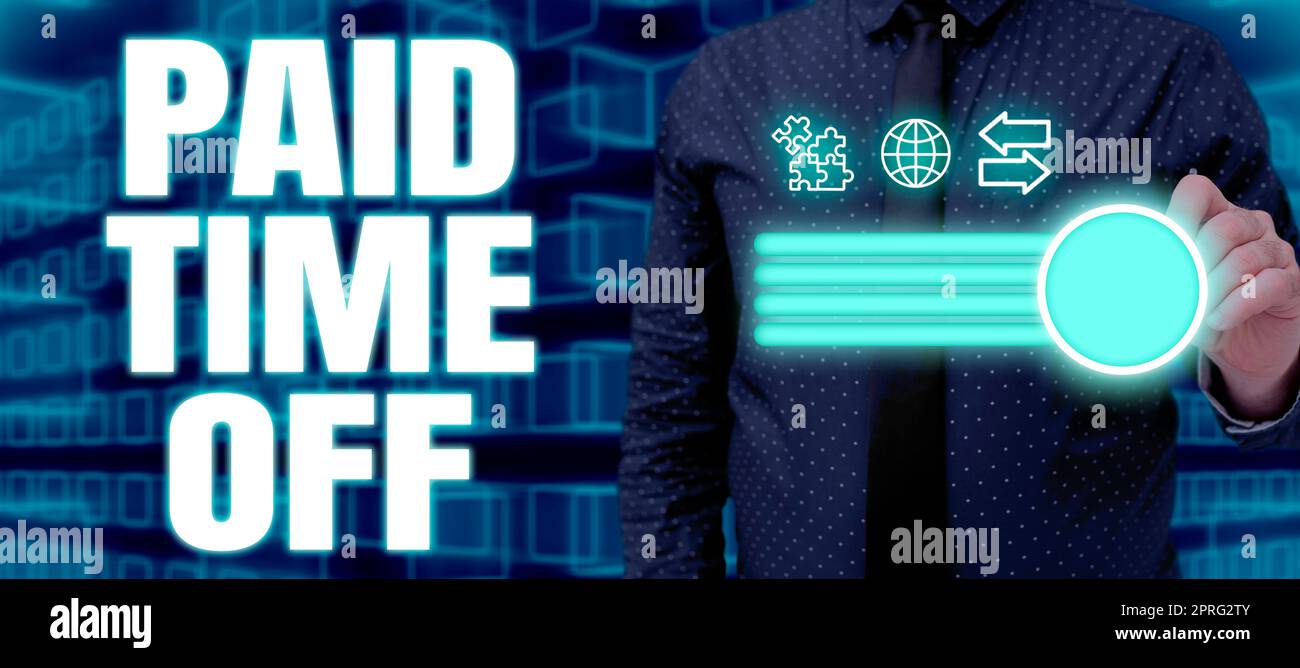 Scrittura visualizzazione del tempo di pausa del testo pagato. Panoramica aziendale ricezione di pagamenti per non momenti in cui non si lavora un pezzo di cartone sul pavimento con informazioni importanti scritte in. Foto Stock