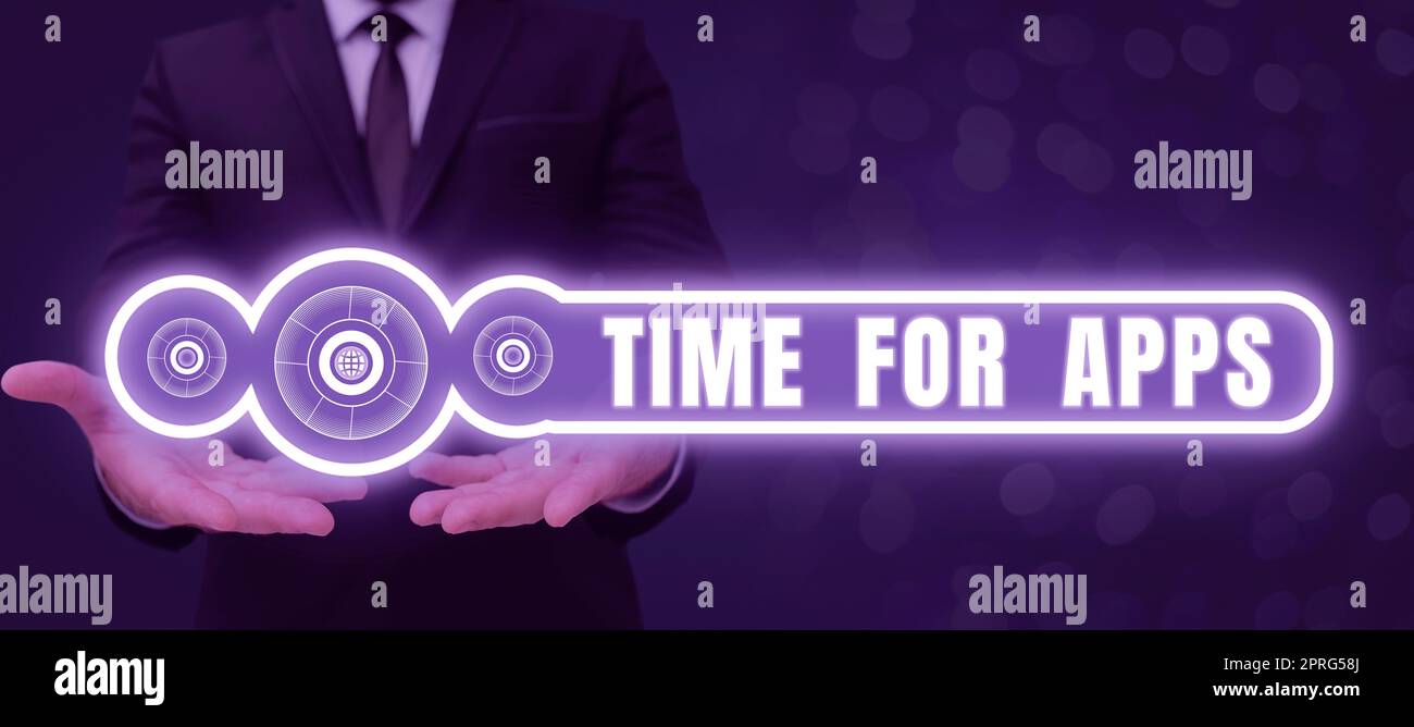 Ispirazione che mostra il tempo del segno per le app. Internet Concept il miglior servizio completo che aiuta a comunicare più velocemente forme geometriche vuote per pubblicità e promozione aziendale. Foto Stock