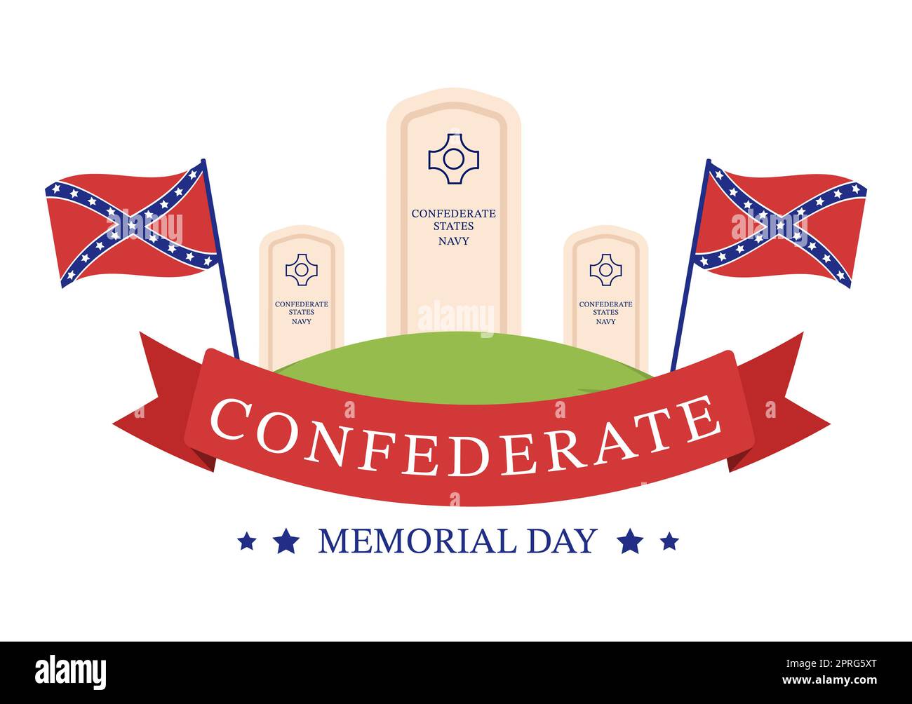 Modello Confederate Memorial Day modello realizzato a mano Cartoon Flat Illustrazione per i servizi di commemorazione dell'America con Flag Design Foto Stock