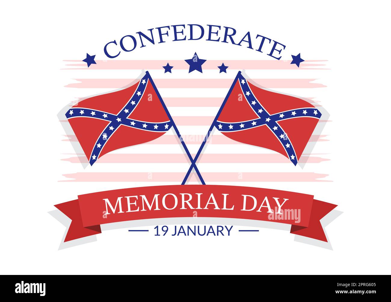 Modello Confederate Memorial Day modello realizzato a mano Cartoon Flat Illustrazione per i servizi di commemorazione dell'America con Flag Design Foto Stock
