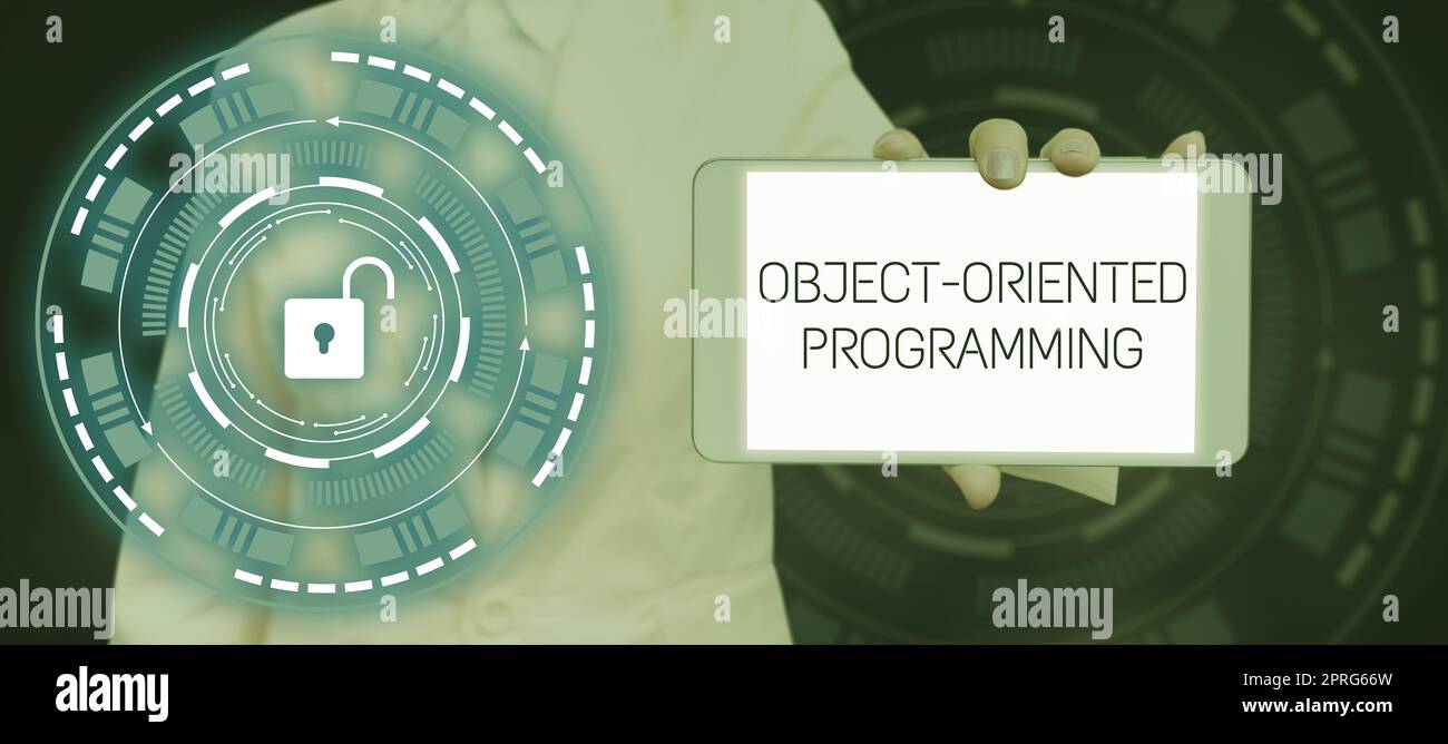 Programmazione orientata agli oggetti di testo per la scrittura a mano. Approccio aziendale gli oggetti del modello linguistico anziché le azioni Foto Stock