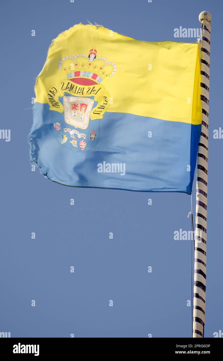 Bandiera della squadra di calcio Union Deportiva Las Palmas. Foto Stock