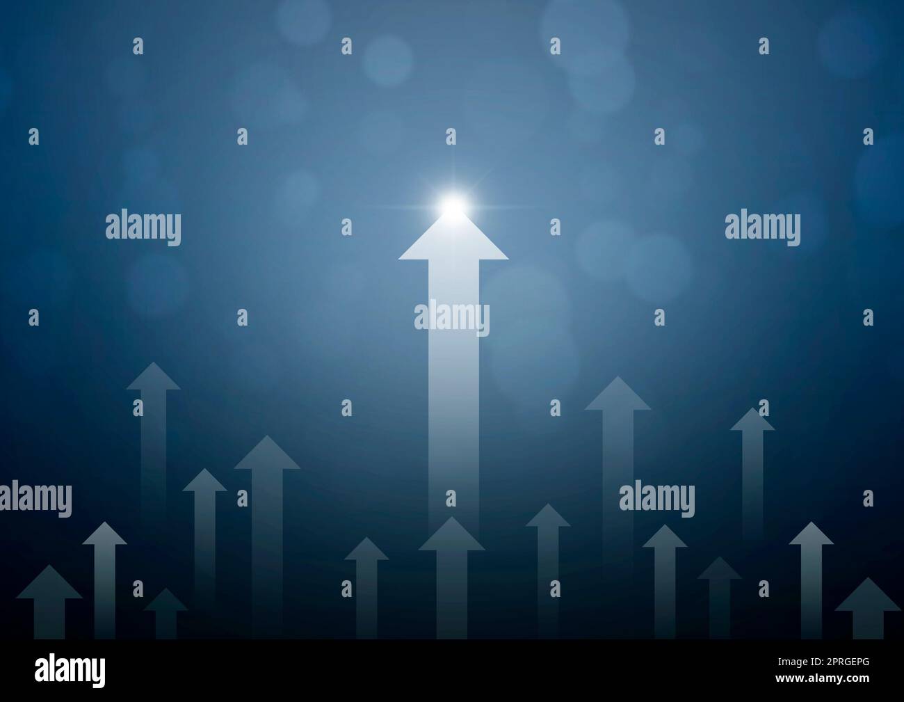 Concetto di sviluppo aziendale al successo e crescita in crescita. grafico a freccia che indica il piano di crescita aziendale futura Foto Stock